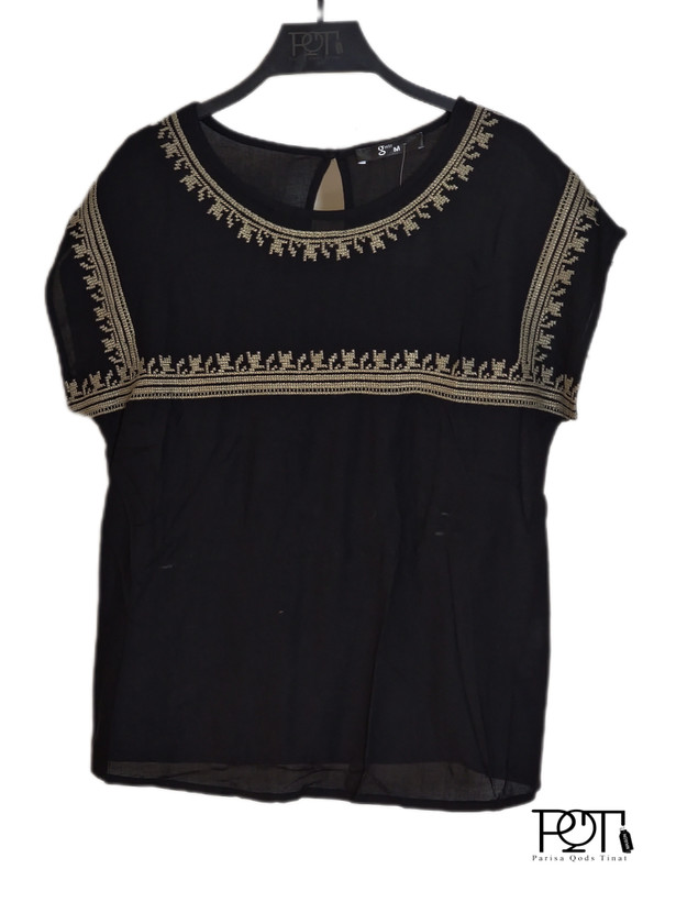 رنگ مشکی با گلدوزی کرم